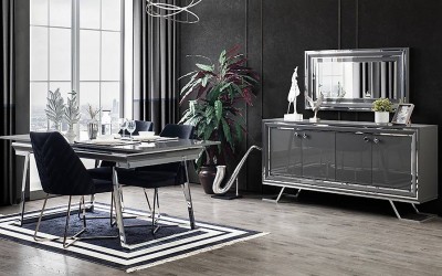 Asos Gri Yemek Odası